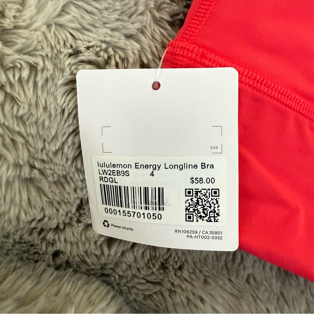 Lululemon Energy Longline Bra *Medium Support, B–D Cups Red Glow - Picture 9 of 10
